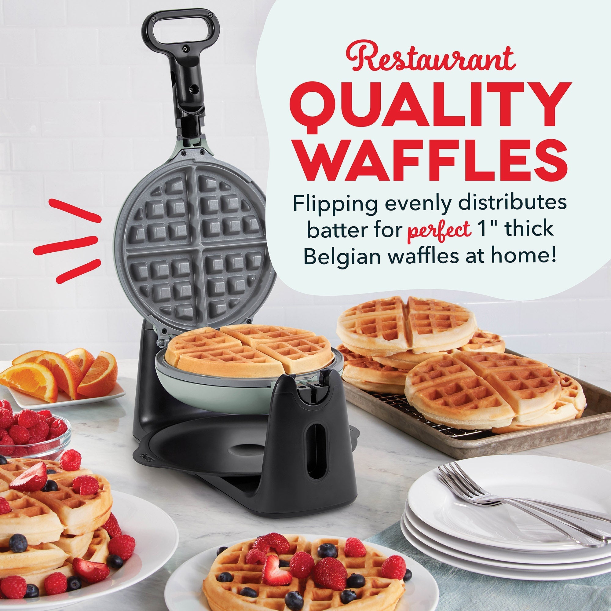 Ceramic Nonstick Flip Belgian Waffle Maker